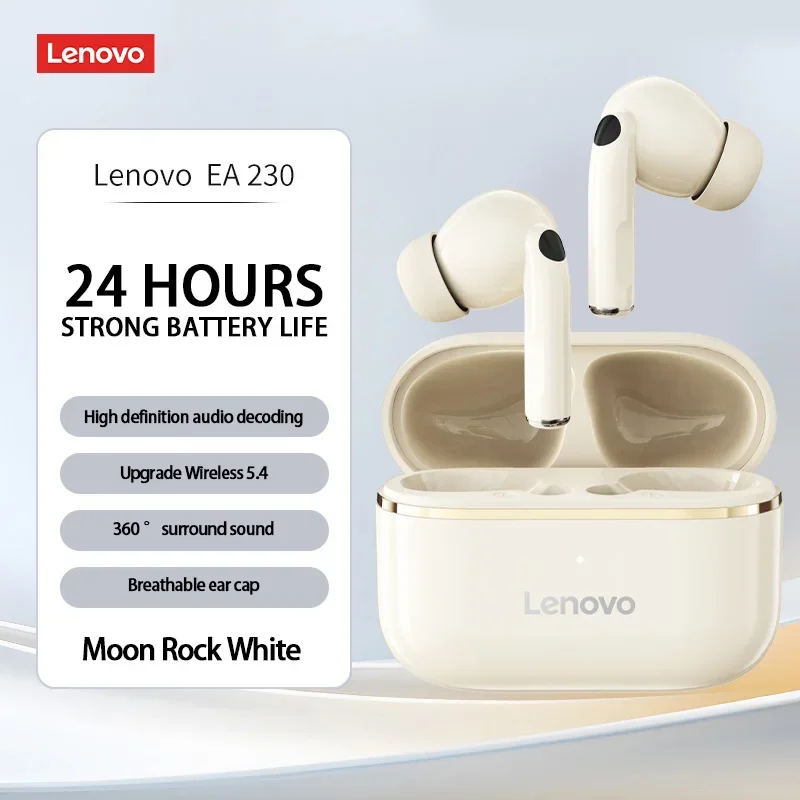 Lenovo EA230 Kabellose Kopfhörer, ergonomisch mit Bluetooth 5.4 TWS-Kopfhörern, großem Fassungsvermögen und langer Akkulaufzeit