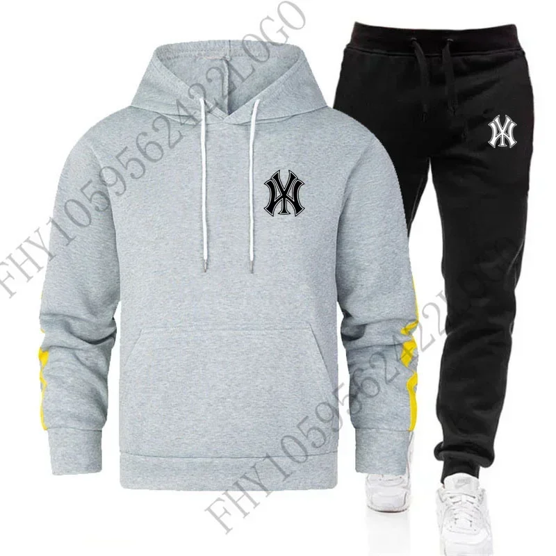 

Men's new autumn and winter leisure running sweatshirt + sweatpants two-piece fitness jogging fashion sportswear suit