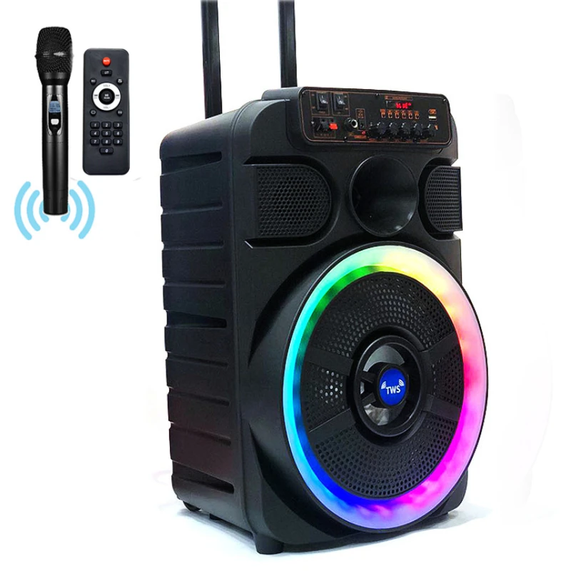 

Home Radio Dj Sound Box Bass 12 Inch Portable Bluetooth Woofer Speakers Party Box Karaoke Disco Flashing Light Trolley Speaker