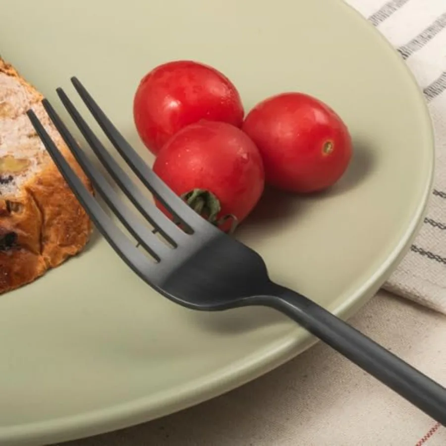 Black 45-Piece Forged Stainless Steel Flatware Set with Utensil-Serving Set for 8 Modern Satin Finish Cutlery Ideal for Home Ki