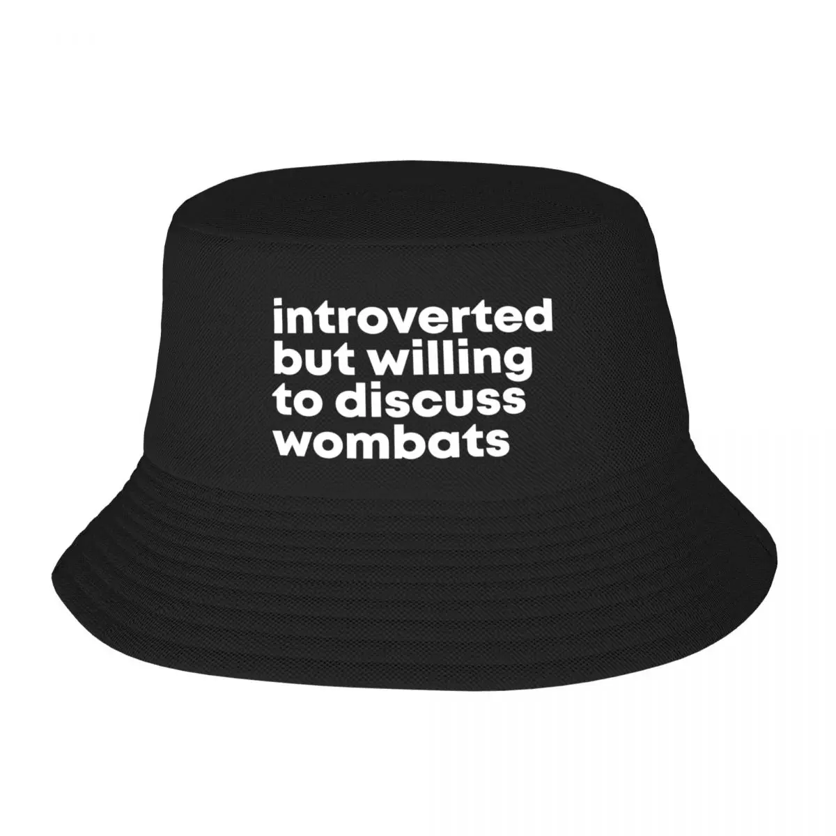 Introverted but willing to discuss Wombats Bucket Hat Hip Hop boonie hats Kids Hat Thermal Visor Ladies Hat Men's