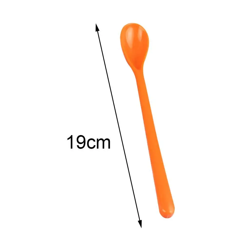 Candy Color Plastic Spoon With Long Handle Dessert Coffee Tableware Kitchen Spoons Stirring Tea Scoops Dinner Flatware Spoo J8E6