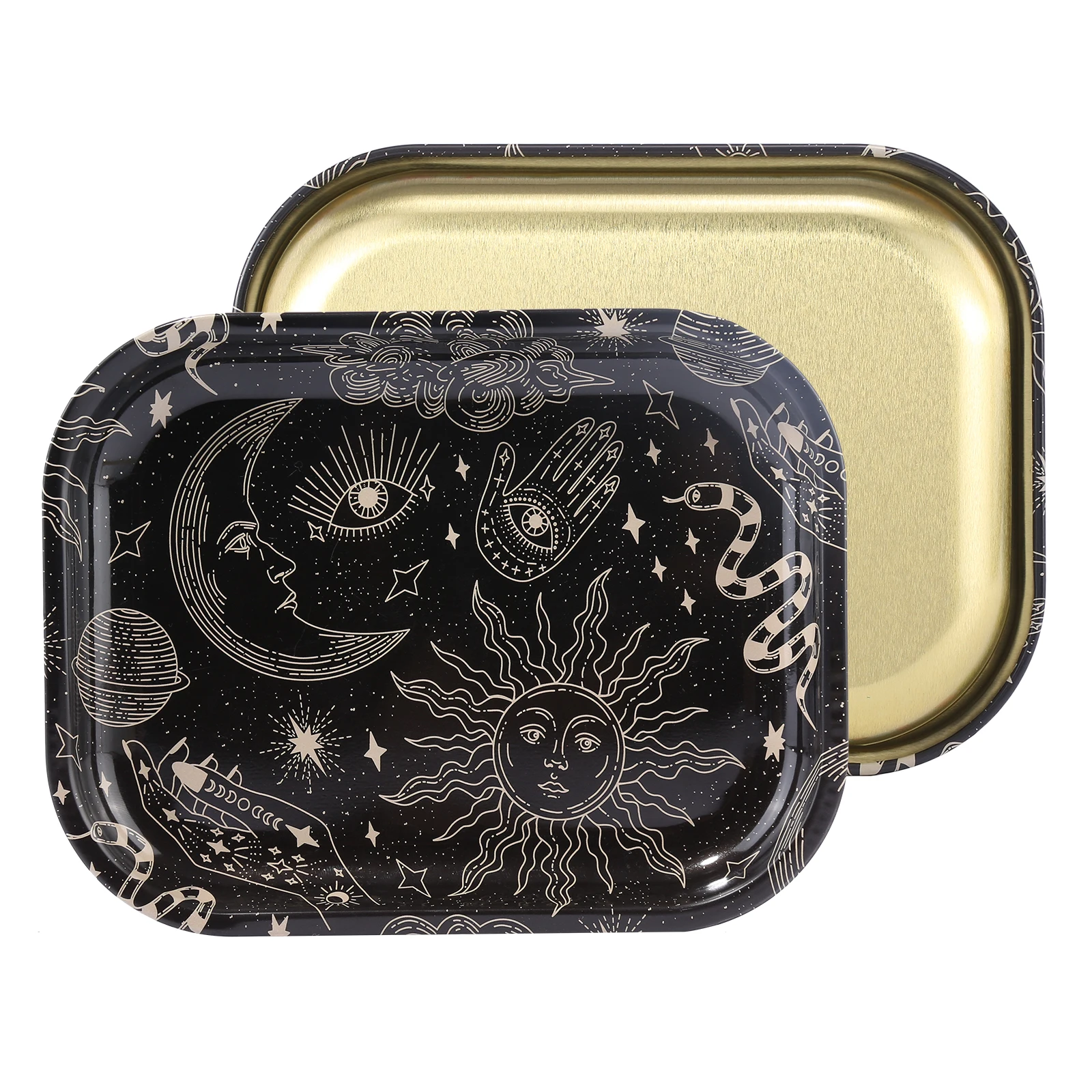 5.5*7inch Sun and Moon Metal Rolling Tray Smoking Accessory image 2