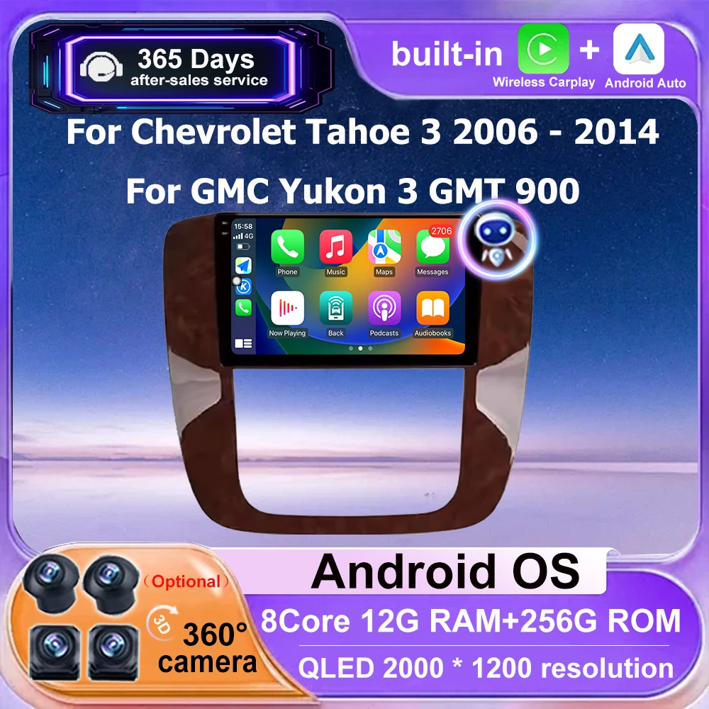 

Android Auto 4G WIFI DSP Car Radio Multimedia Video Player Navigation For GMC Yukon 3 GMT 900 For Chevrolet Tahoe 3 2006 - 2014