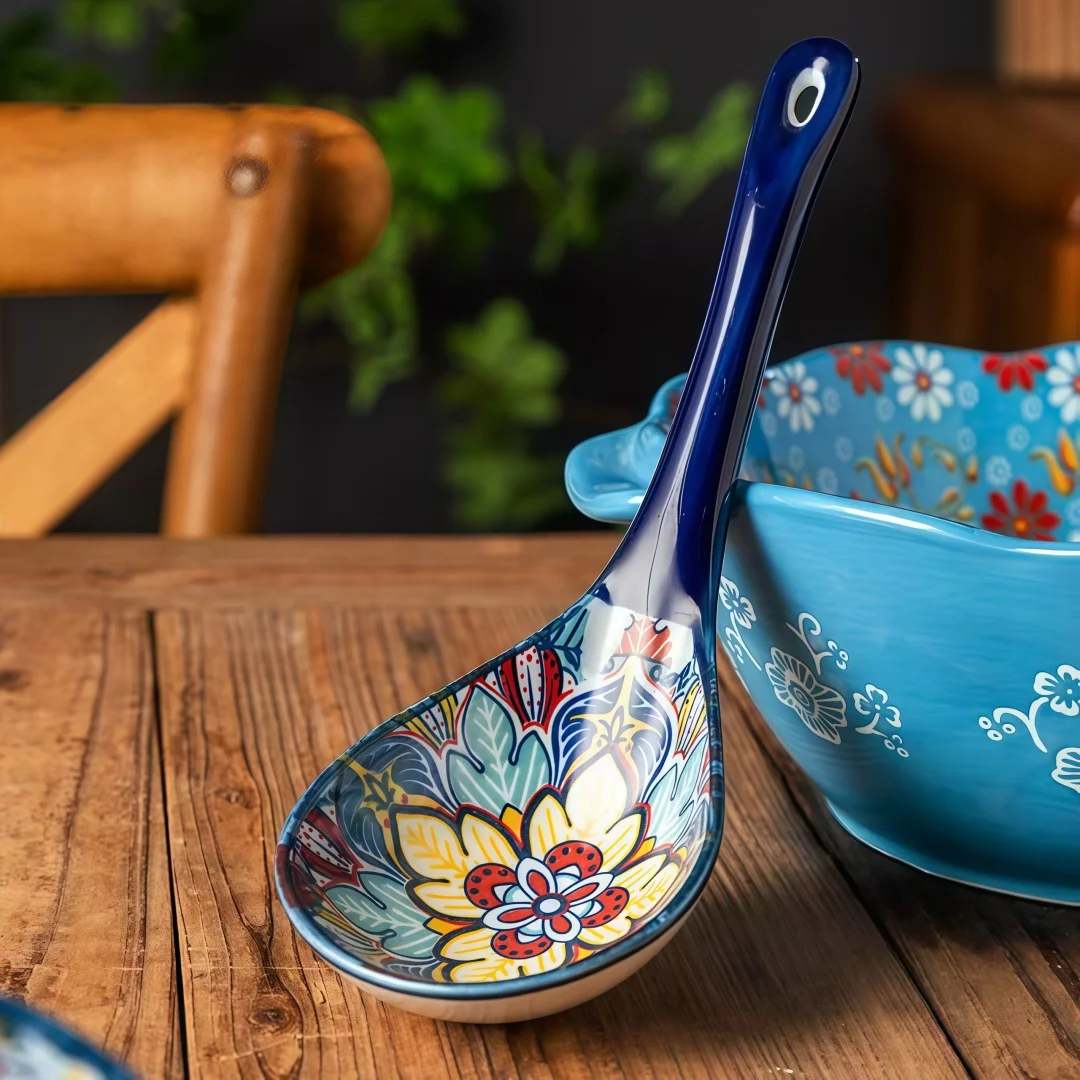 Bohemian Ceramic Serving Spoon Set 4