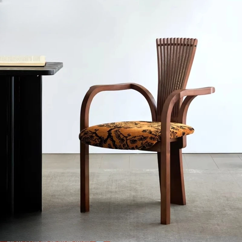 

Medieval style solid wood dining chair home armchair