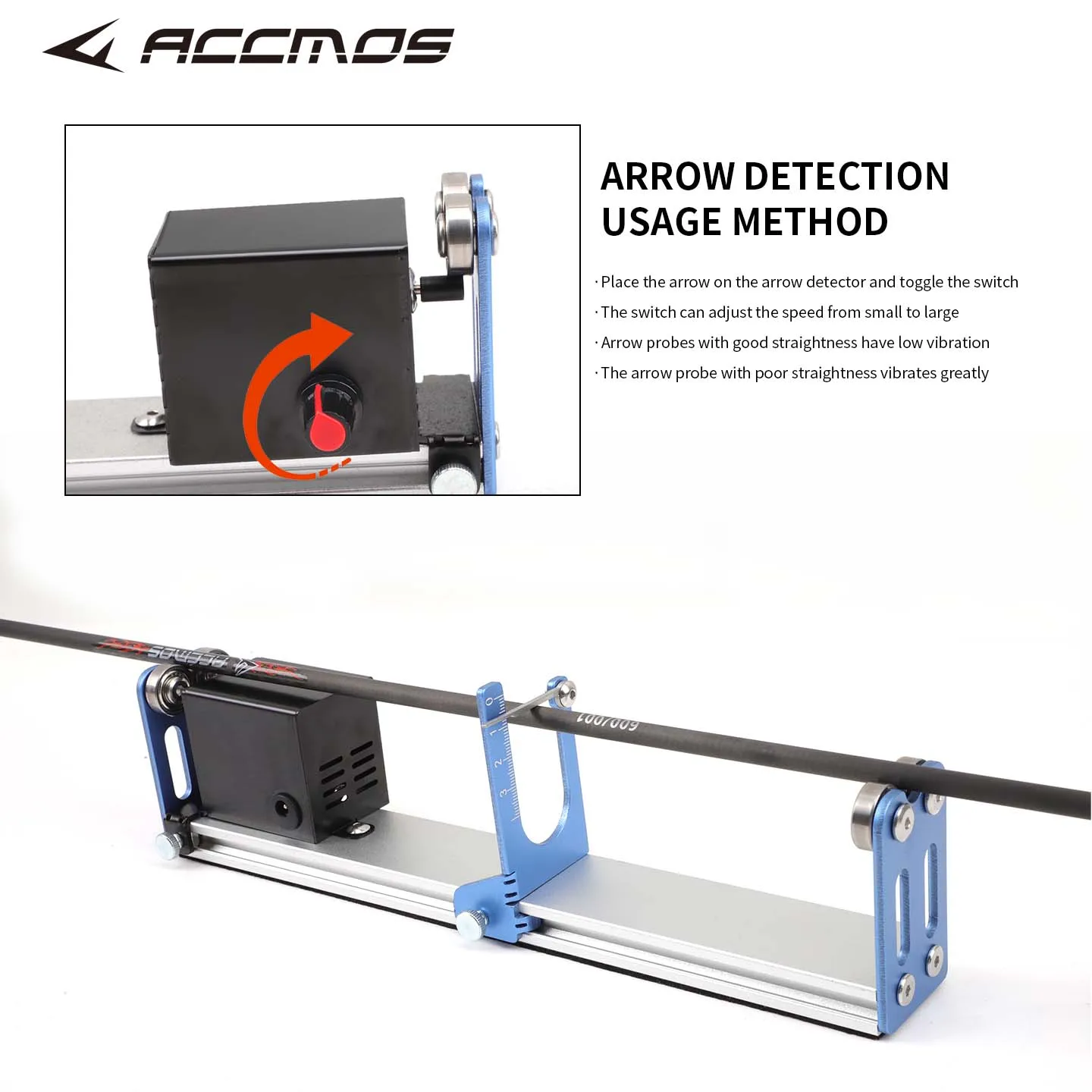 Professional Electric Arrow Spinner Tester | 1000-2000 RPM Adjustable Speed Archery Arrow Shaft Straightness Inspecting Machine