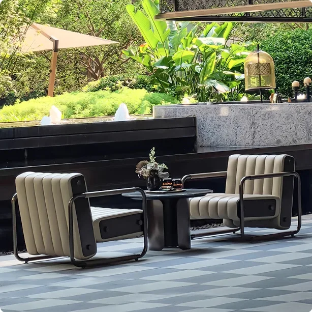 Outdoor Sofa Sales Office Garden Landscape Villa Garden Designer Engineering Project Leather High-end Outdoor Furniture