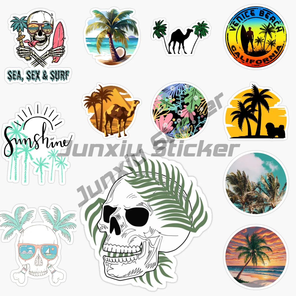 

Beach Palm Tree Car Stickers Refrigerator Fine Decal Motorcycle Surfboard Laptop Helmet Decor Wall Vinyl Self-adhesive PVC Decal