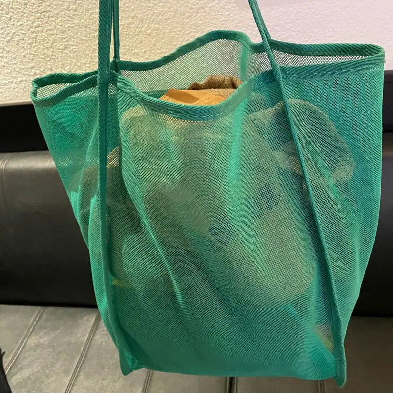 Saco De Compras De Praia De Malha Grande, Praia Necessários, Brinquedos De Praia Da Família, Shell Bag, Saco De Armazenamento De Brinquedos, Fique Longe Da Areia E Água, 1Pc