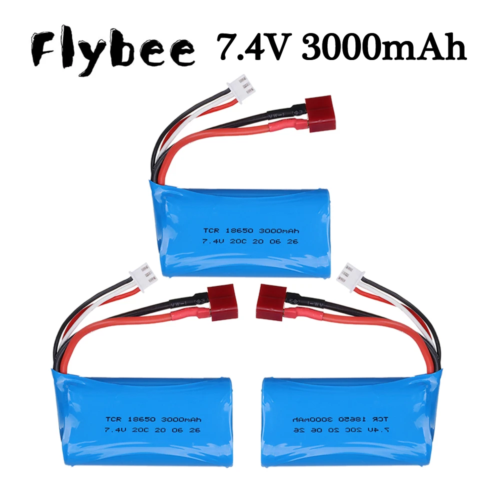 7.4 v lipo bateria 18650 3000 mah e 7.4 v carregador conjunto para q46 wltoys 10428 12428 12429 12423 A969-B peças de carro rc 7.4 v 3000 mah