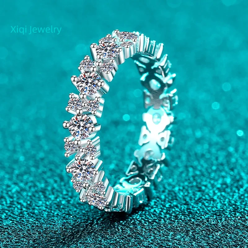 

Xiqi Jewelry Full Moissanite S925 Sterling Silver Ring Sparkles Elegant Design Fashion Daily Wear Women's Jewelry Hot Gifts