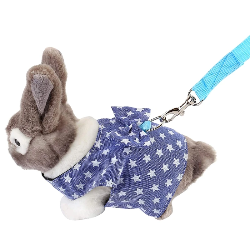 Bunny Harness and Leash Rabbit Vest for Guinea Pig Ferret Chinchilla Hamster Lovely Costume 3 Sizes Colors B03E