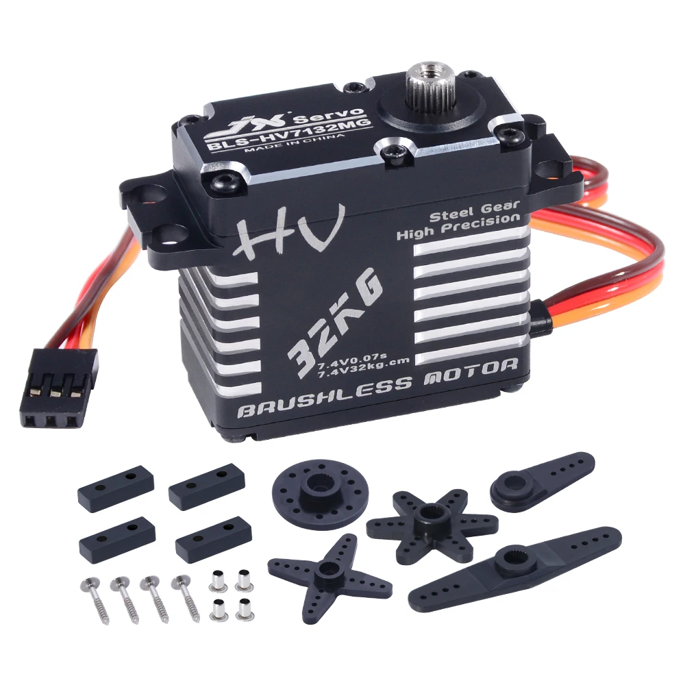 JX BLS-HV7132MG 6-7.4V 32KG HV Metal Gear Brushless Motor Digital Servo All CNC Aluminium For RC Car Truck Robot Airplane Drone