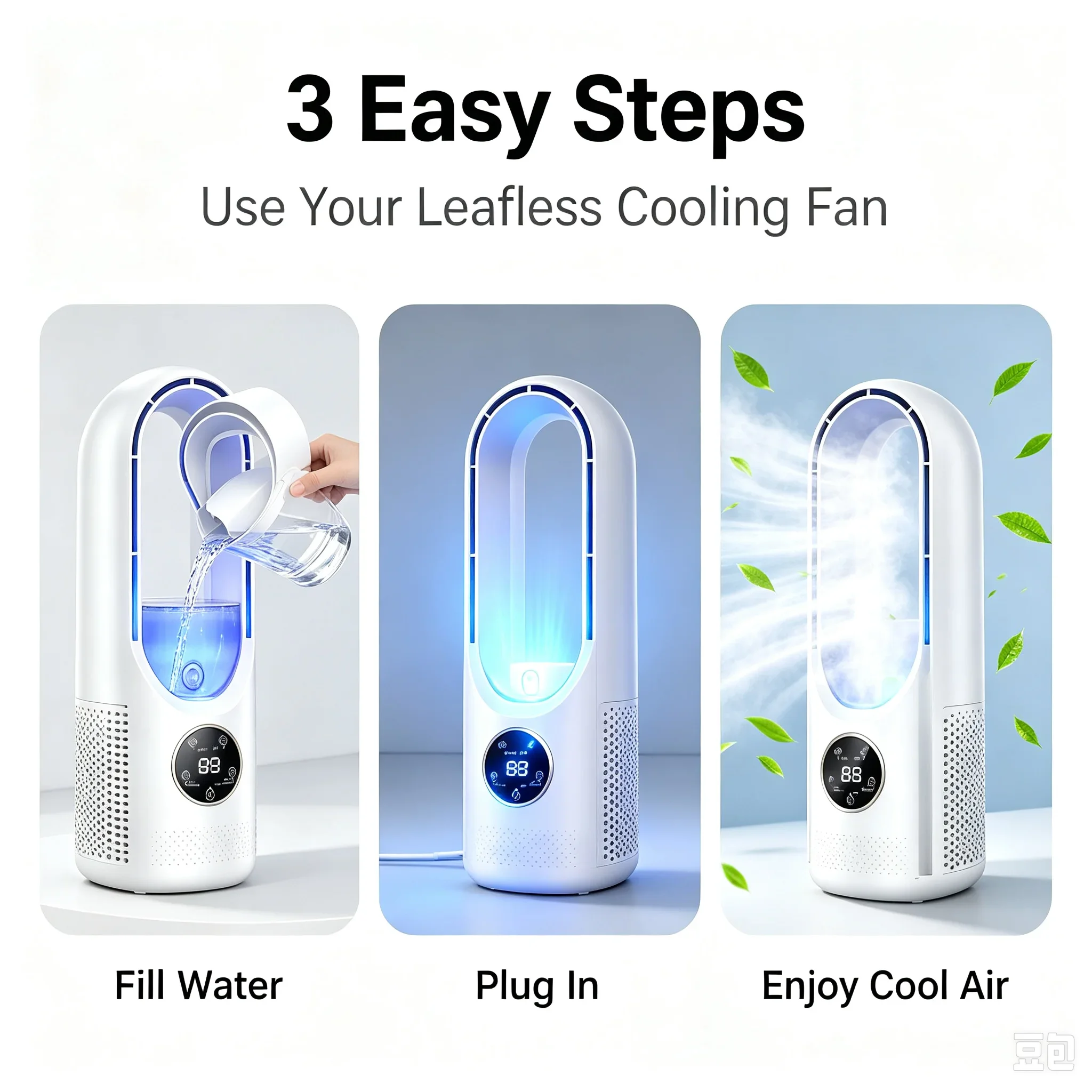 Desktop Cooling Fan Humidifier 2 In 1 Silent Circulation Air Cooler With Touch LED Display For Office Bedroom Dorm