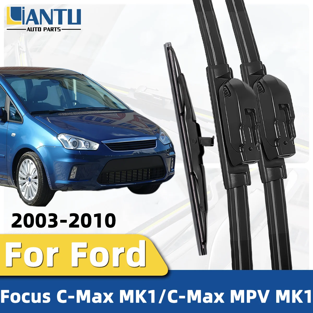 1/3-teiliges Scheibenwischer-Set für Ford Focus C-Max MK1 / C-Max MPV MK1 2003-2010 Windschutzscheibenwischer Geräuscharmes Wischerzubehör