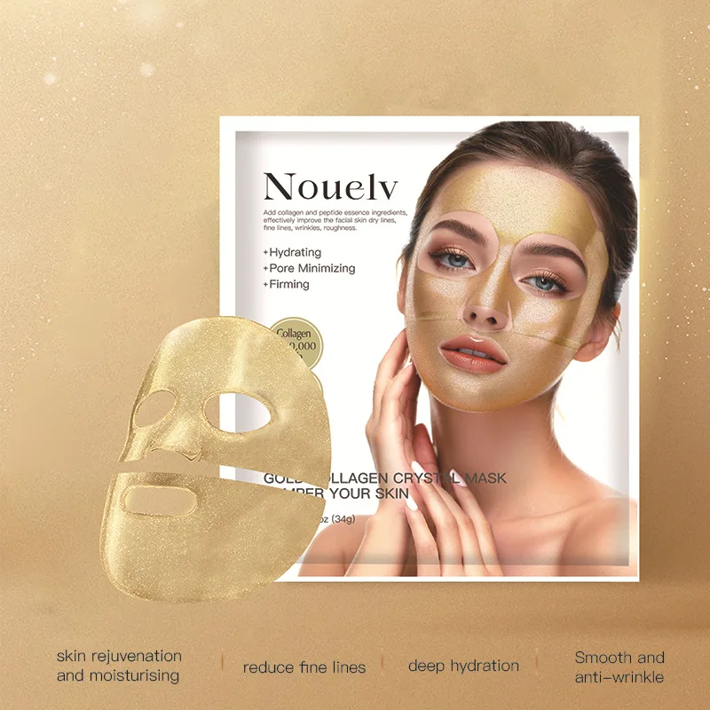 4Pcs/Box Gold Collagen Crystal Collagen Face Mask Firming Hydrating Moisturizing Face Mask Shrink Pores Beauty Patches Skin Care