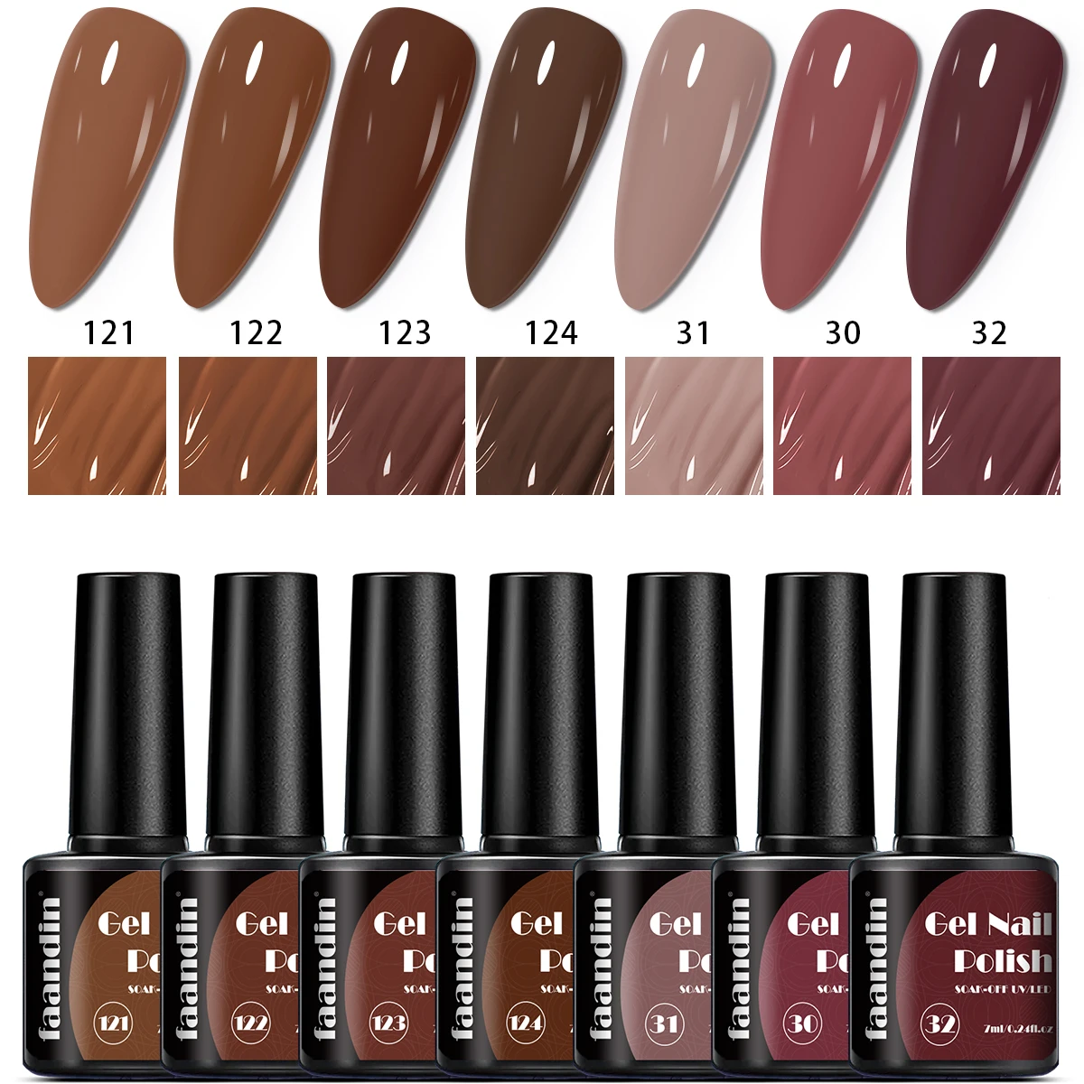 7Pcs/Set Faandin 0.24oz*7 Bottles Gift Box Set, Solid Color Pearlescent Gel Nail Polish Set, Rich Colors, Selected Purple Series, Red Series, Nude Series, Dazzling Nail Polish Set, High-Quality Nail Polish, Long-Lasting and Wear-Resistant, Not Easy to Fade, Easy to Remove, Suitable for Mothers, Suitable for Girlfriends, Perfect Gift, Wholesale Nail Polish for Nail Salons
