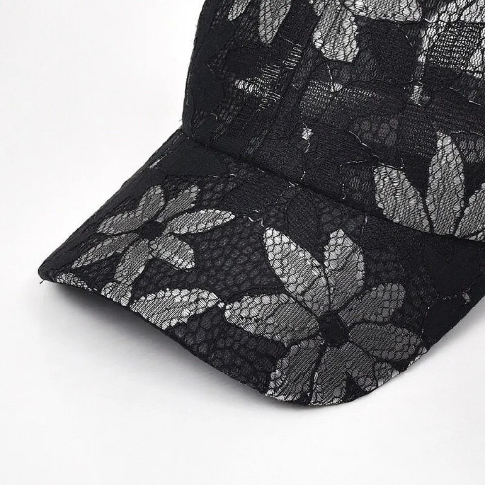 

Elegant Adjustable Baseball Caps Breathable Sun Protection Sports Cap Lace Flower Sun Hats Spring