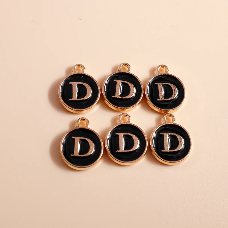 20 Stück 12x15mm Niedliche Schwarze Emaille A-Z 26 Alphabet-Buchstaben Anhänger für Schmuckherstellung Ohrringe Halsketten DIY Bastelzubehör – Detail 6