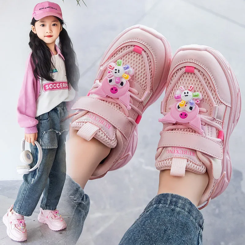 

Children Kawaii Sanrio Ins Kuromi Pendant Sports Shoes Casual Summer Autumn Cute Running Sneaker Lovely Gifts for Kids