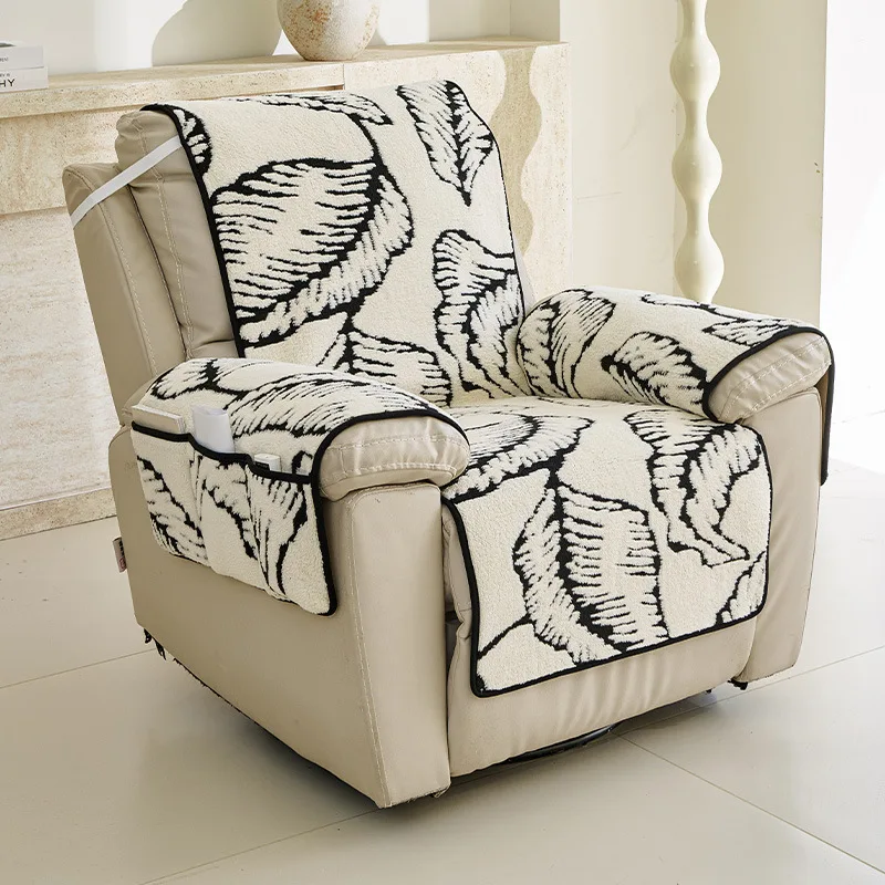Comfortable Lazy Massage Chair Cushion Green Thick Warm Sofa Cover Fixed Anti Slip Pad Elastic Band One-piece Pocket Design