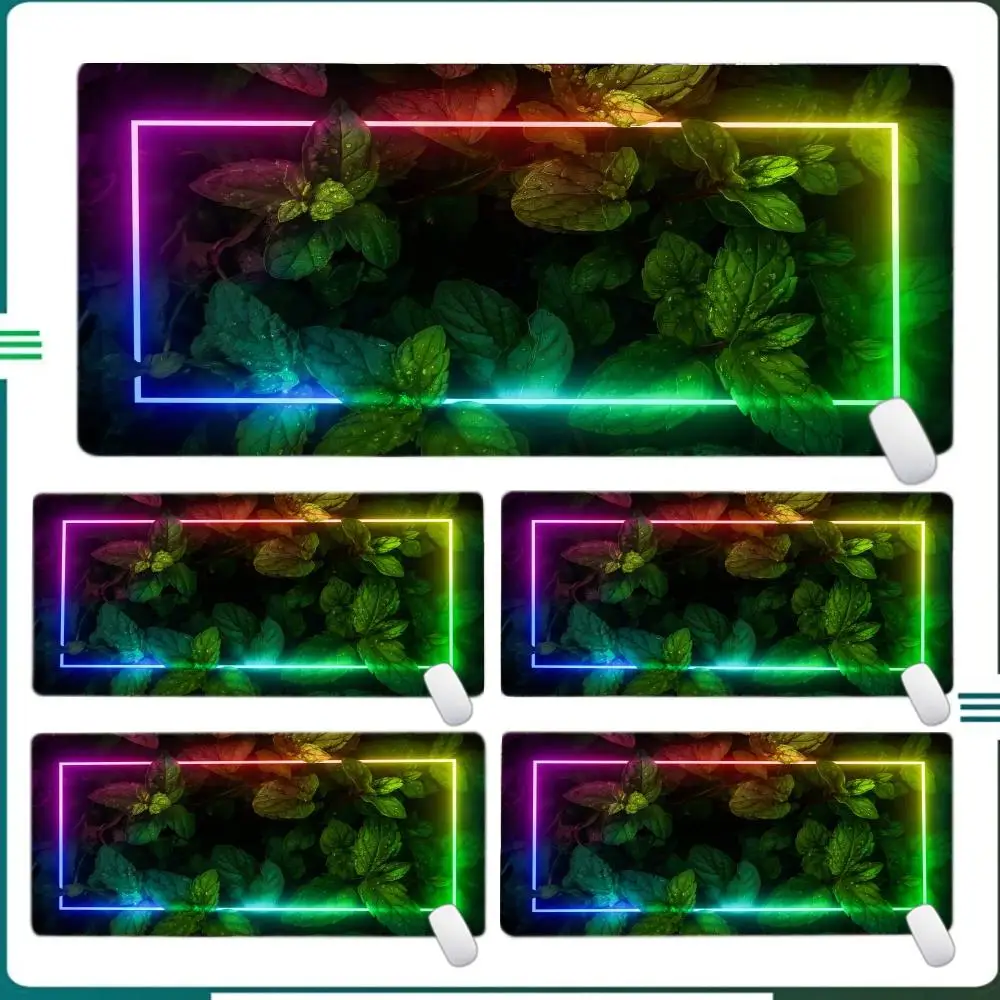 

Neon leaf Art Large Gaming Mouse Pad Gamer Big Mouse Mat Computer Gaming Locking Edge MousePad Keyboard Desk Mice Pads