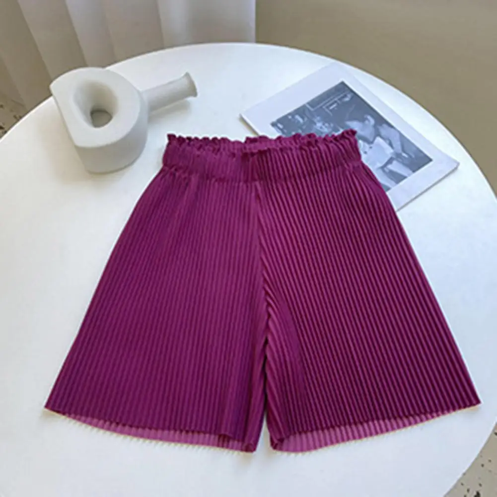 Short à jambes ornées pour femmes, élégant, côtelé, taille haute, décontracté, coupe ample, été, jambes larges