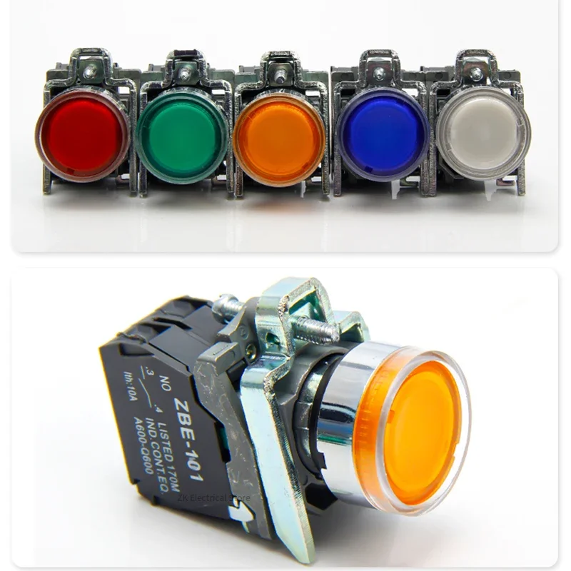 XB4BW34B1C 33B1C round flat head button with light start stop normally open normally closed self-reset switch