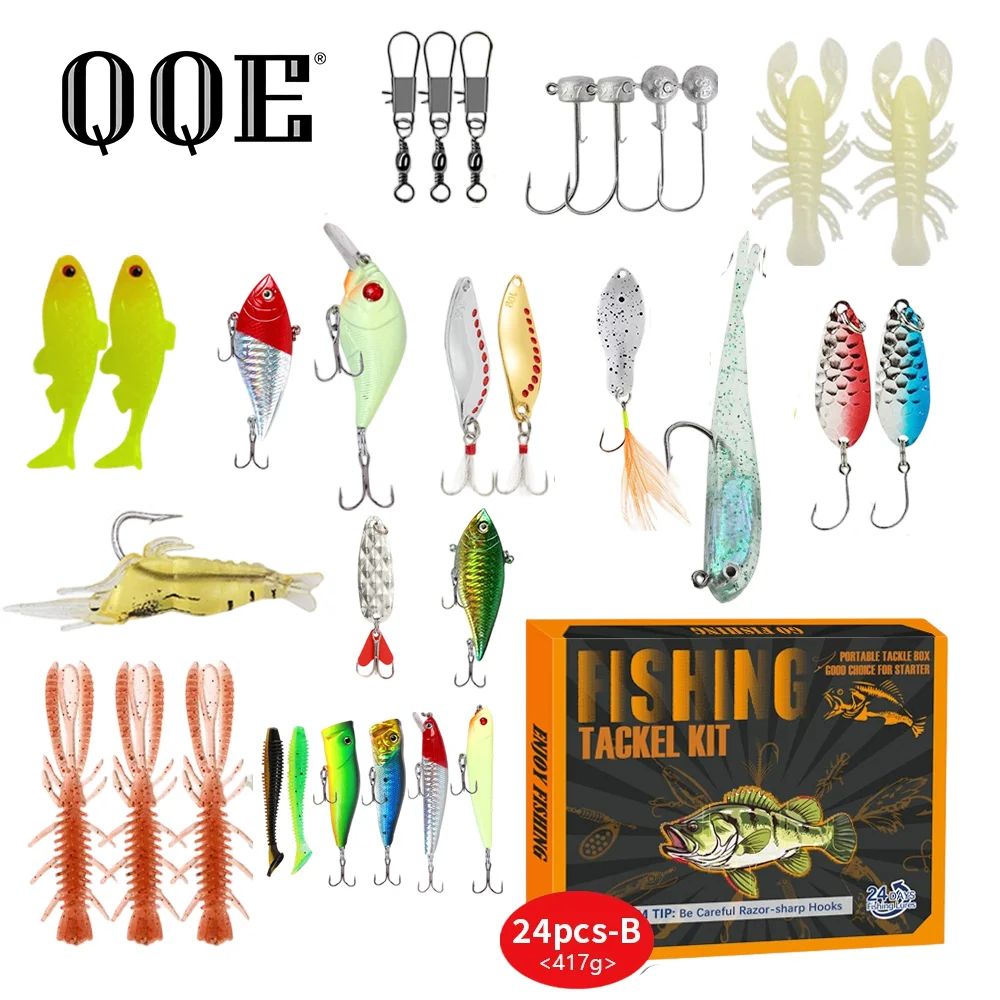 Fishing - QQE 釣り用ルアーセット。人工ルアー、プロ仕様の釣り用アクセサリー。淡水・海水でのバスやトラウト釣りに最適。