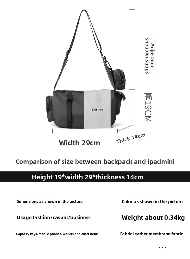 New Casual Men's Crossbody Bag, Large-capacity Outdoor Sports and Fitness Bag, Fashionable and Versatile Single-shoulder Bag