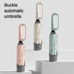 Buckle Automatic Folding Umbrella for Men, Reverse Reflective Strip, Windproof, Outdoor Sports, Rain Umbrellas Women Parasol