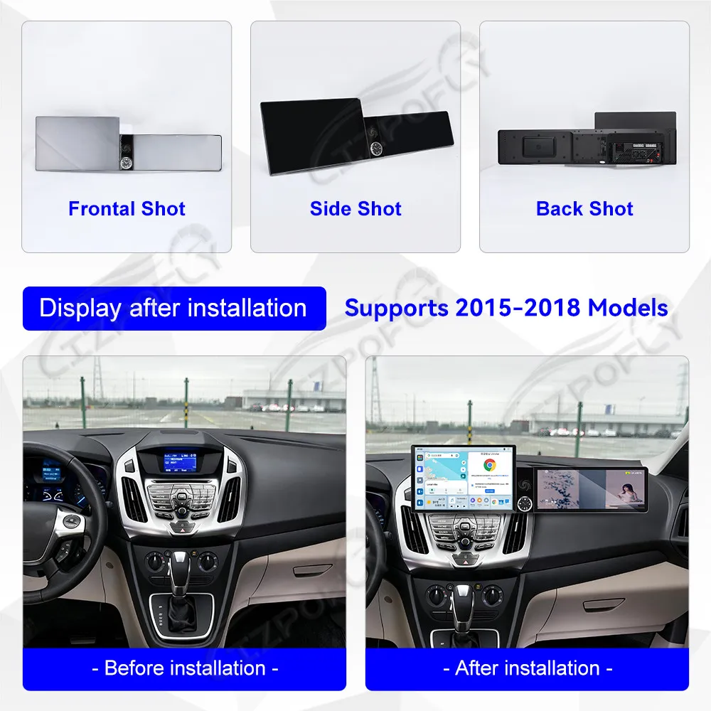 Lizpofly 13.1 inch+12.3 inch Android Car Radio For Ford Transit 2015-2018 CarPlay GPS Navigation Multimedia Video Player Stereo