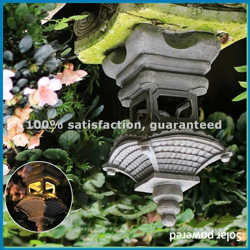 

Japanese Style Courtyard Decoration Resin Solar Lamp Palace Lanterns Landscape Lights Home Gardening Decoration-AT48