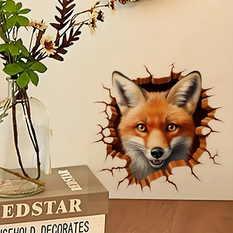 

3D Animal Self-Adhesive Wall Decal - Removable, Reusable PVC Sticker for Kitchen & Living Room Decor