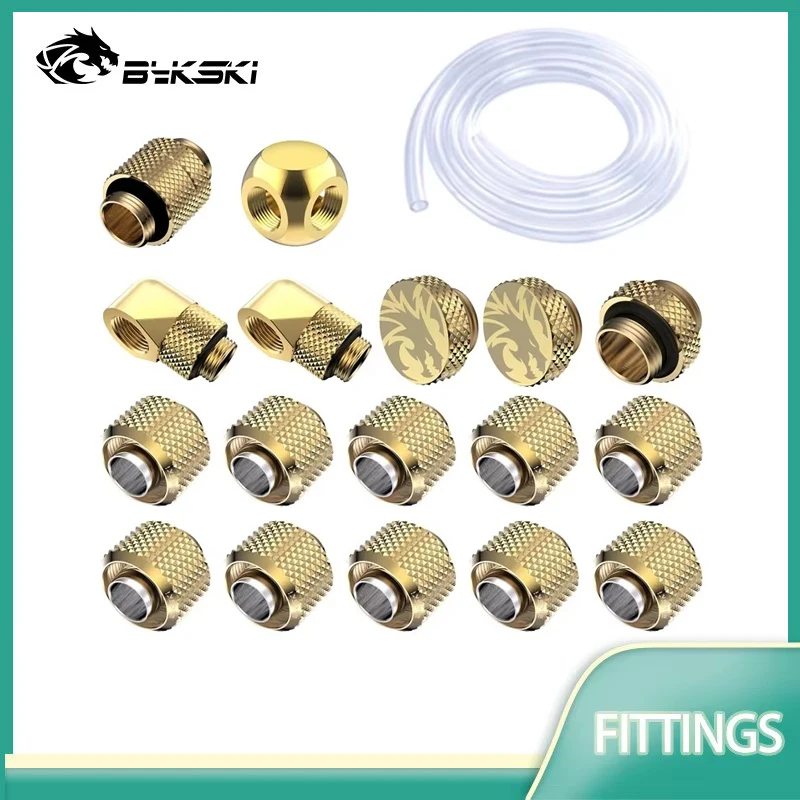 

Bykski Fitting Kit with Soft Pipe Hand Compression Connector Joint Hose Tube /3-Way Plug /90 Degree Cooler Accessories