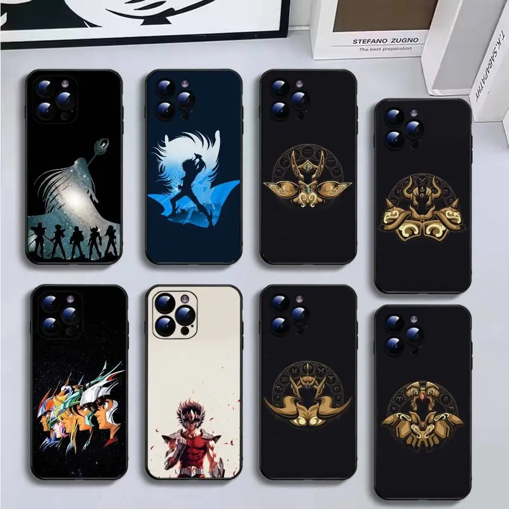 

S-Saint Seiya Knights Of The Z-Zodiac Phone Case For iPhone16,15,14,13,12,11 Plus,Pro Max,XS,X,XR,SE,Mini,8,7,Soft Black Cover