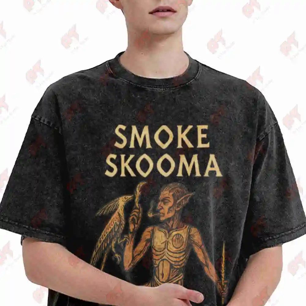 Skooma Worship Daedra Morrowind Vintage Washed Tee Pure Cotton T-Shirt