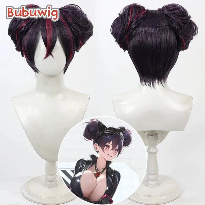 

Bubuwig Synthetic Hair Quency Cosplay Wigs With Buns Goddess of Victory: Nikke Quency: Escape Queen Short Wig Heat Resistant