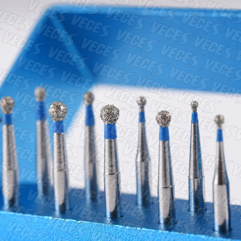 Brocas de diamante Dental tipo BR, bola redonda FG de 1,6mm para pieza de mano de alta velocidad, pulido de dientes de acero inoxidable