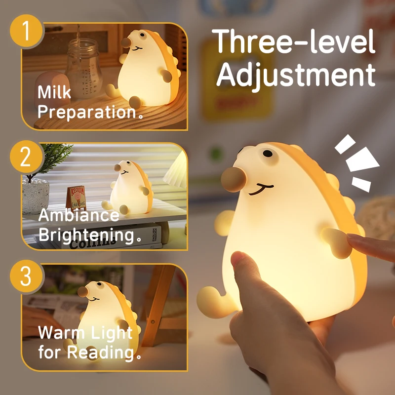 الضفدع القنفذ جرو البطريق LED السرير ضوء الليل الربت ضوء شحن وتعتيم الموقت سطح المكتب الديكور هدية الكريسماس