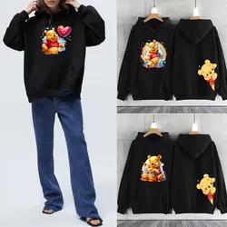 Hoodie de urso Pooh para mulheres, moletons femininos, roupas Y2K, casaco de inverno, top de manga comprida, roupas fofas