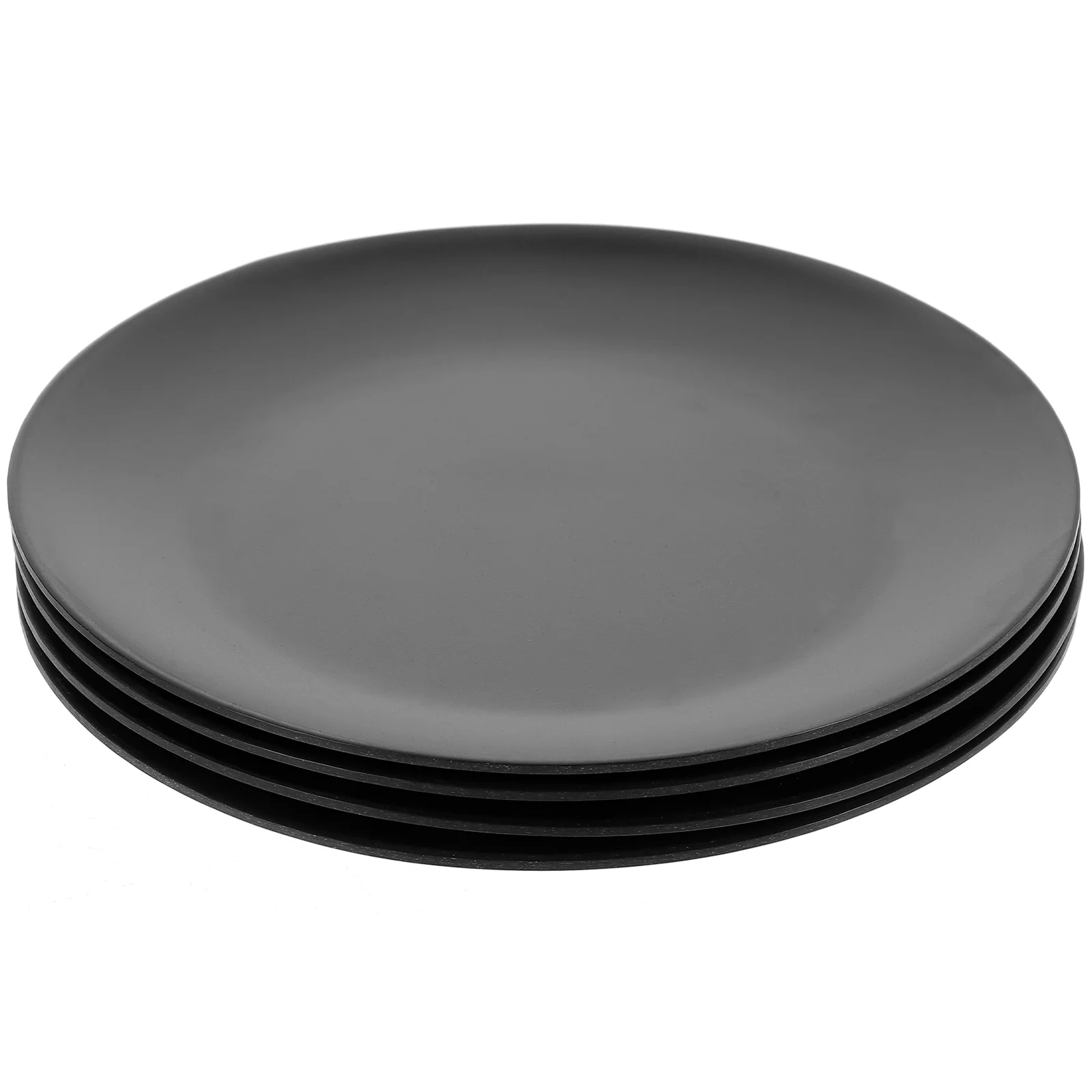 

4 Pcs Black Melamine Plate Dish Flatware for Outdoor Dinning Round Kitchen Plates Salad Dinner