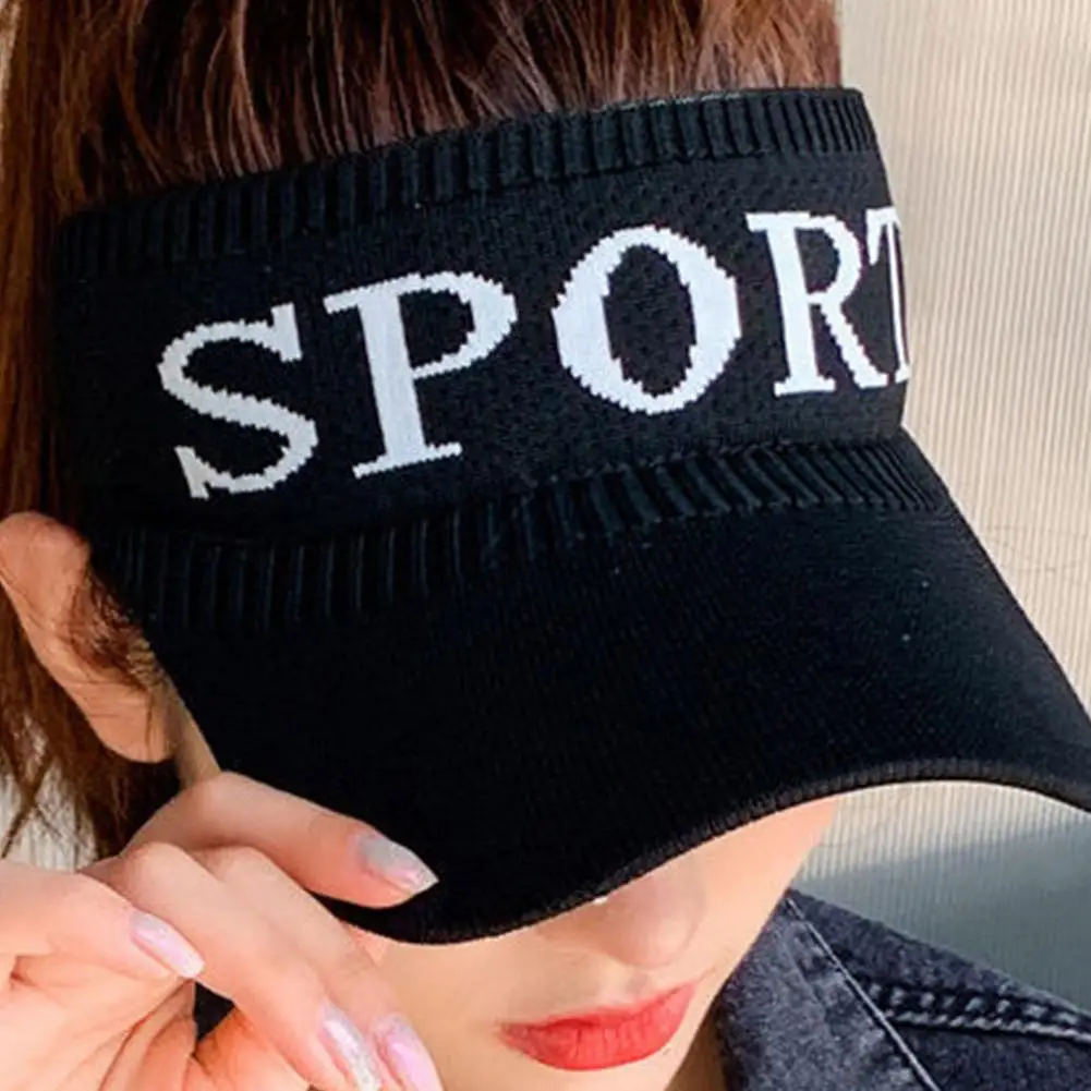 Women Ladies Summer Empty Top Beach Cap Solid Color Knitted 