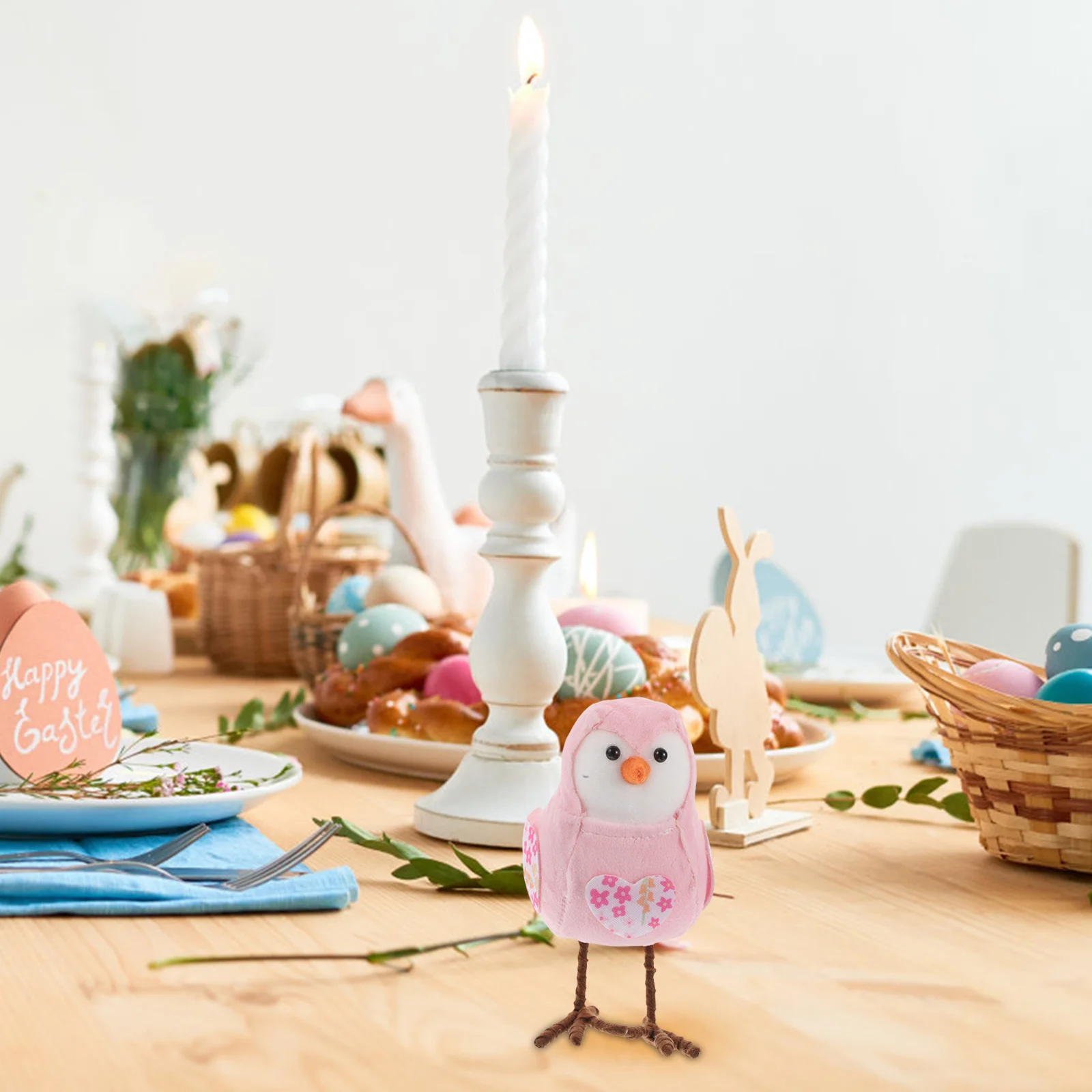 

Easter Bird Ornaments Set of 3 Lifelike Birds for Shelf Desk Decor Festive Holiday Display Spring Celebration Decorations