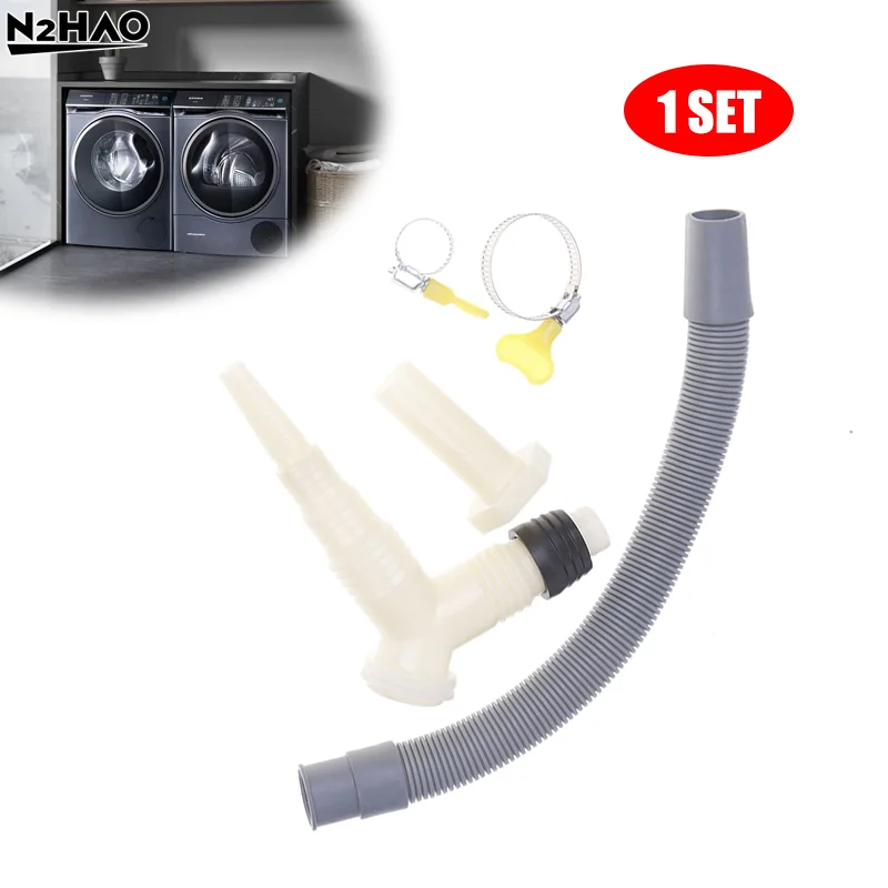 1Set Plastic Drainage Tee Adapter Drainage Pipe Fitting For Washing Machine Dryer Drain With 30cm Extended Drainage Hose