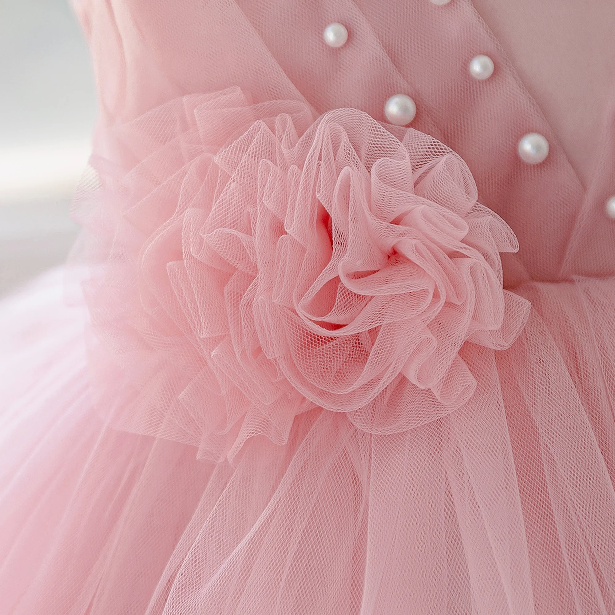 Elegantes Blumen-Partykleid für Mädchen, formelles Tüllkleid für Geburtstag, Hochzeit, Prinzessinnen-Ballkleid, Mädchenkleid mit Schleife, Brautjungfernkleid, Klavier-Abendkostüm – Detail 6