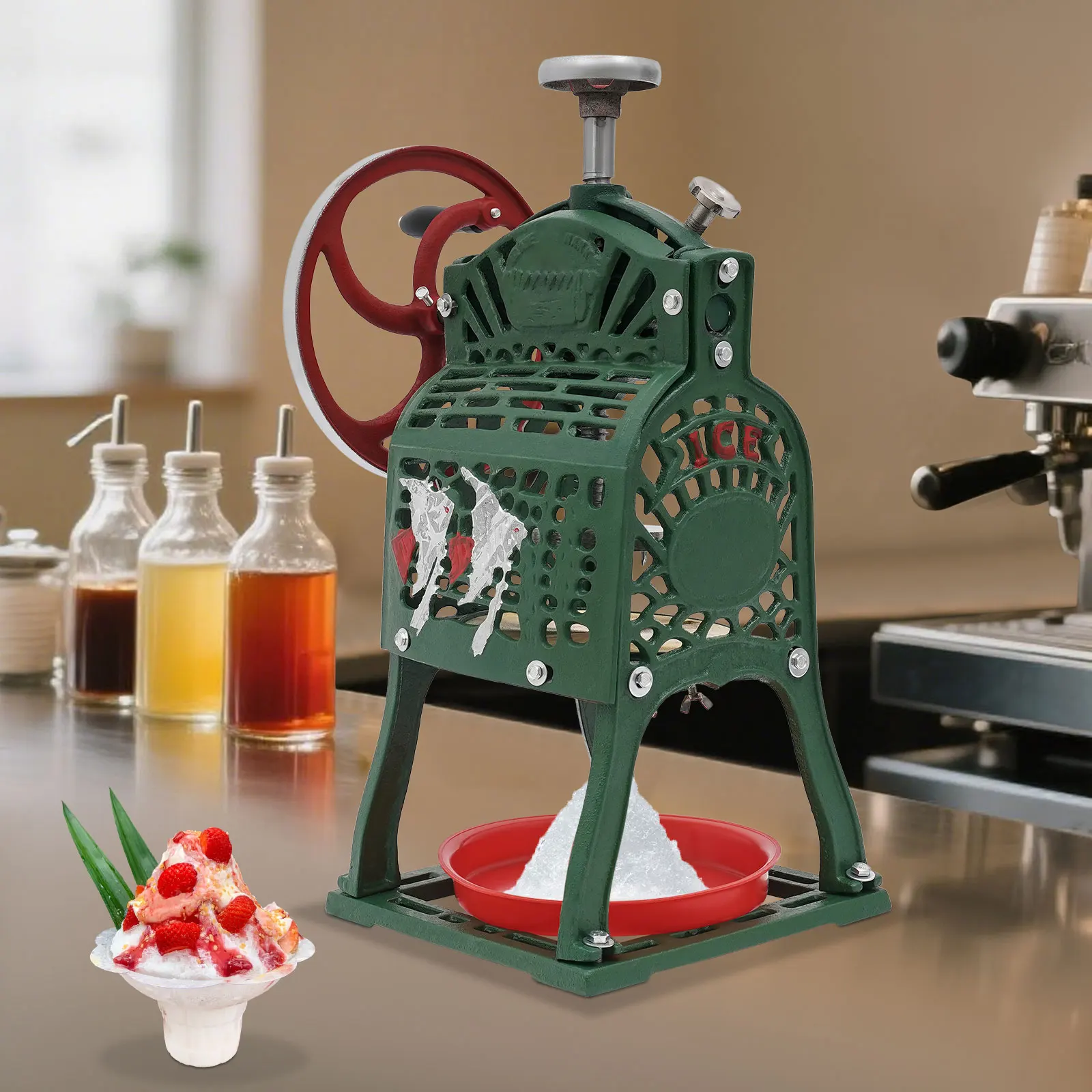 

Manual Shaved Ice Machine Easy To Use Portable Small Hand Crank Snow Cone Maker for Home Kitchen