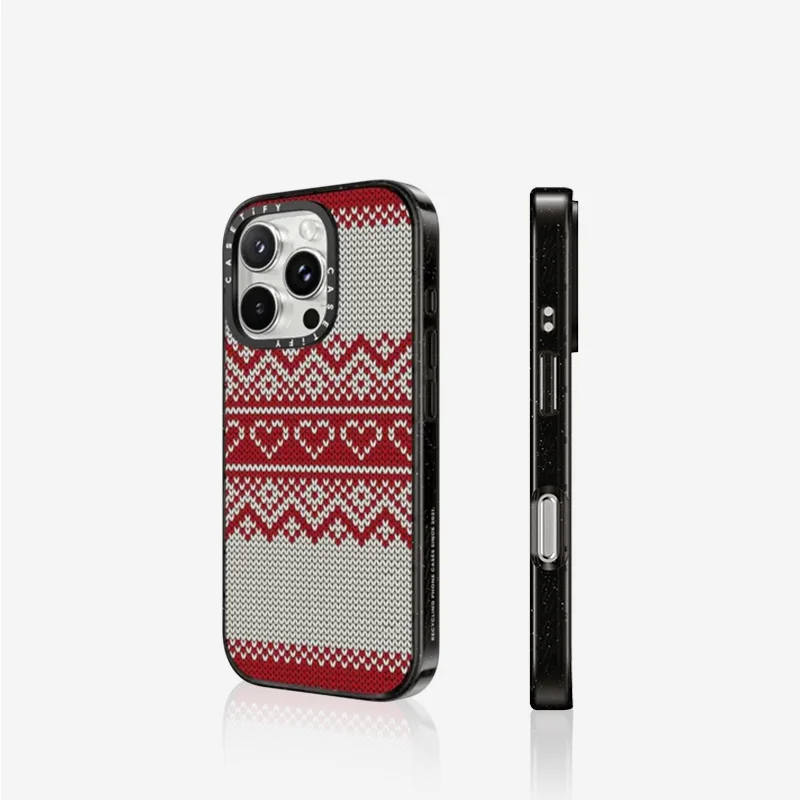 CASETiFY Red, Blue Fair Isle Sweater Stripes  Magnetic Drop-proof Case for iPhone 13 14 15 16 17 Pro Max Air Plus Protect Cover view 4