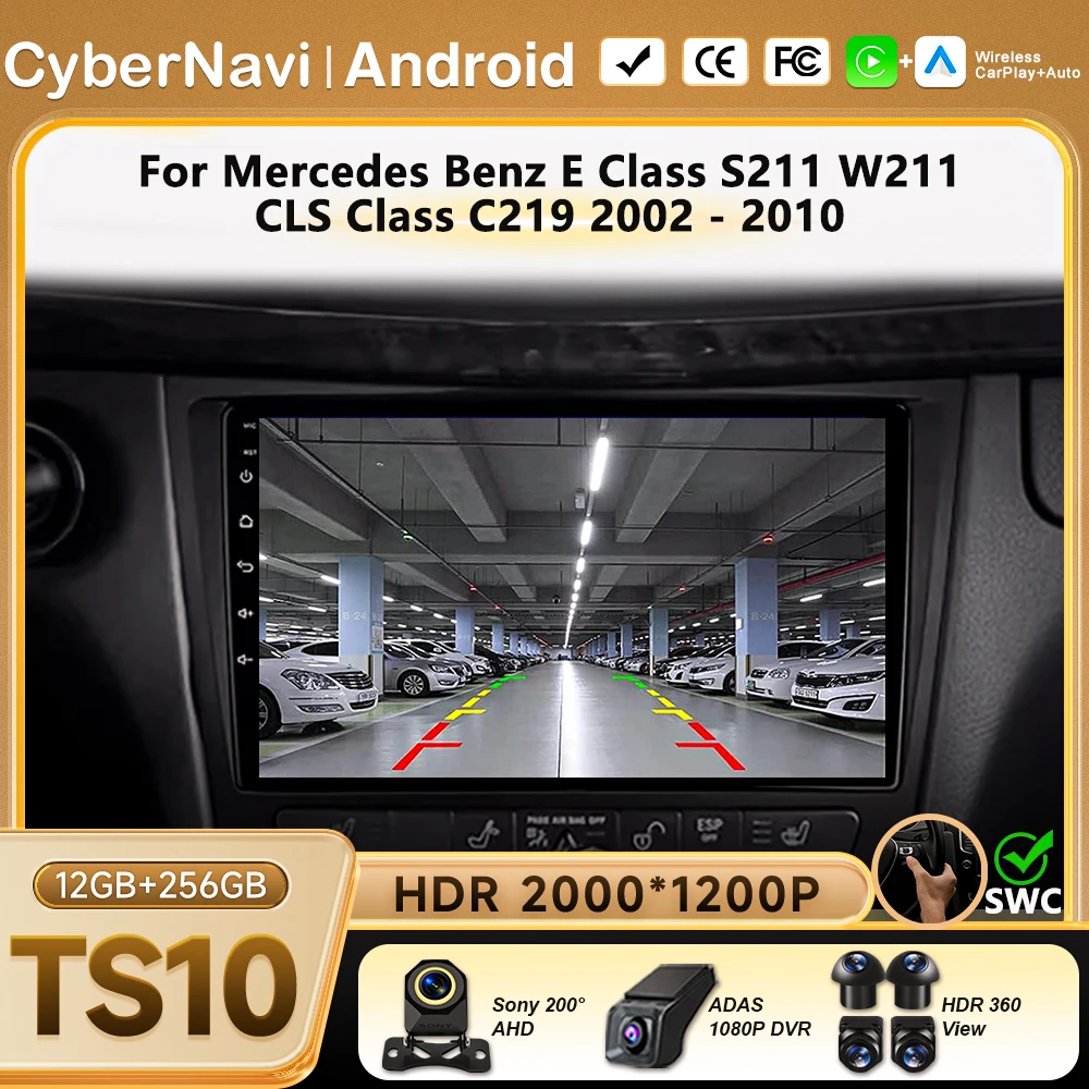 CarPlay Car Radio for Mercedes Benz E Class S211 W211 CLS Class C219 2002 -2010  Android 16 Auto Multimedia Player GPS Stereo